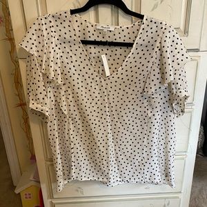 NWT Madewell Black and White Polka Dot Blouse